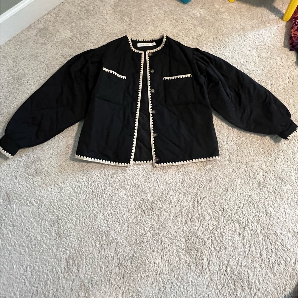 bishop + young Black Blazer with Cream Trim